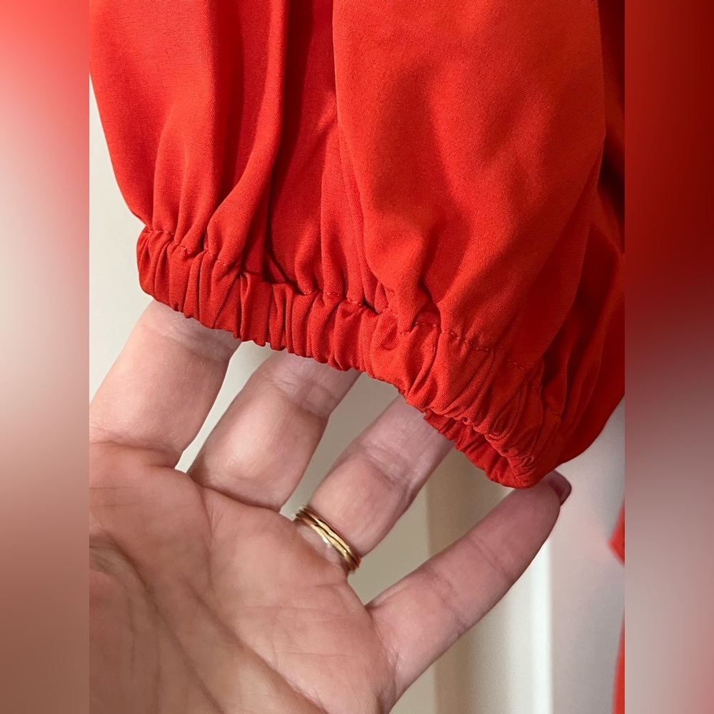 Calvin Klein Vibrant Reddish Orange Midi Dress with Waist Tie Women’s Size 4 - Picture 3 of 16